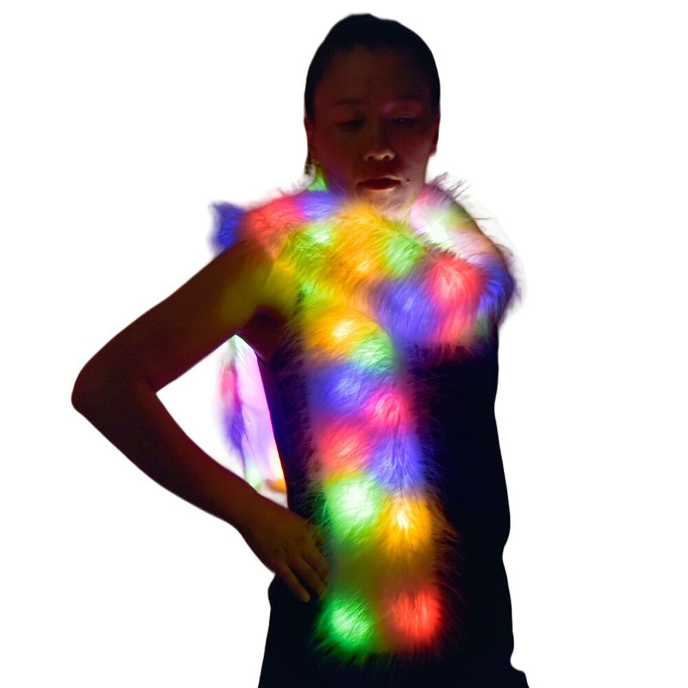 4270 Led Scarf Light Up Scarves Long Boa glow Faux Fur Scarves Winter furry